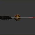 Axe Weapon With Red Stained Blade And Yellow Brown Wooden Handle