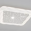 White Modern Ceiling Light with Star Moon Pattern Square and Round Decorative Design for Home 3d model