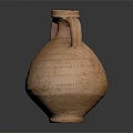 Ancient Clay Amphora With Two Handles And Decorative Textured Surface 3d model