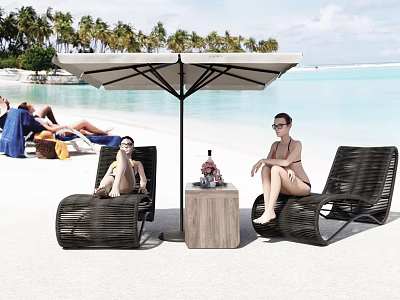 Modern Lounger Outdoor Beach Lounger Pool Lounger Outdoor Chair 3d model