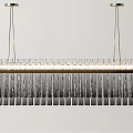 Modern Crystal Chandelier Design With Rectangular Gold Frame And Hanging Crystal Strands 3d model