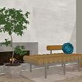 Modern Sofa Stool Flannel Distinctive Bench Sitting Stool 3d model