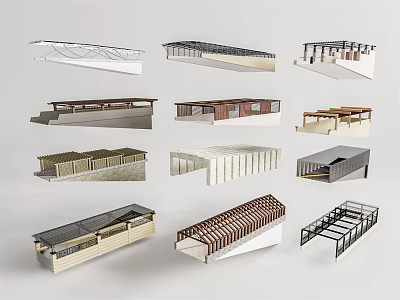 Various Architectural Models With Diverse Roof Designs And Structural Features 3d model