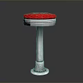 Unique Red Seat Stool With Shiny Metal Base And Modern Design