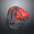 Black And Red Baseball Glove With Stitched Design For Comfortable Sports Activities