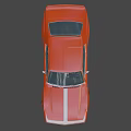 Classic Orange Two Door Muscle Car With White Stripe And Black Wheels Design