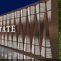 Elegant Real Estate Fence In Night Scene With Reflective Ground And Lush Greenery