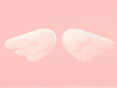 Artistic White Angel Wings Sculpture Carving On Pink Background With Smooth Surface 3d model