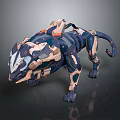 Futuristic Mechanical Leopard Character With Robotic Structure And Blue Orange Details