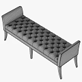 Light Gray Tufted Ottoman Bench With Dark Wooden Legs And Padded Seat
