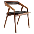 Modern Wooden Frame Leisure Chair With Black Cushion And Ergonomic Armrest Design