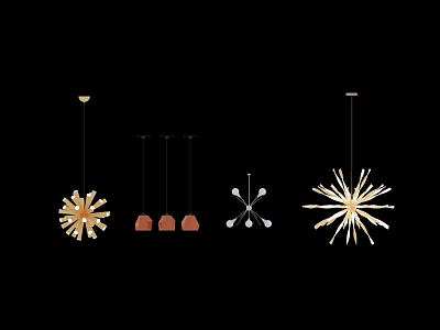 Stylish Chandeliers With Various Designs And Gold Brown Silver Tones For Interior Decor 3d model
