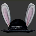 Cute Black Hat With Soft White Rabbit Ears And Pink Inner Lining