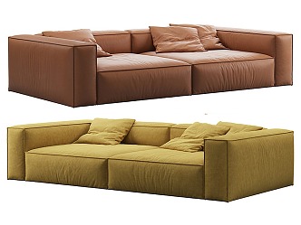 Double sofa leather sofa 3d model