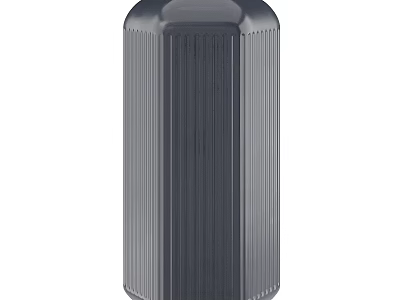 Modern Minimalist Gray Vertical Striped Ceramic Vase With Fresh Floral Arrangement For Home Decor 3d model