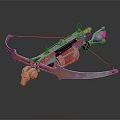 Mechanical Crossbow with Gold Silver Parts and Gear Metallic Construction Details