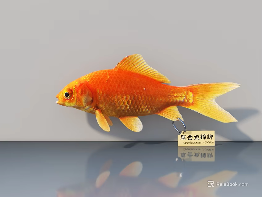 Golden Goldfish Decorative Ornament as Handcrafted Aquatic Art Piece for Home 3d model 