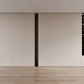 Modern White Wardrobe Design With Black Accent Strip And Open Storage Shelves