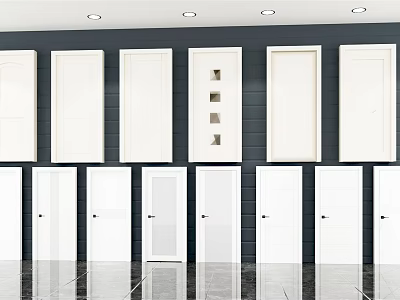 White Hinged Doors with Various Designs for Modern Home Interior 3d model