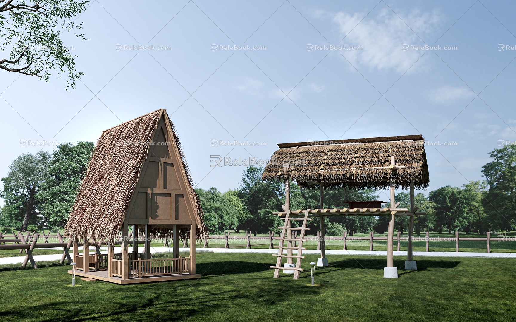 thatched pavilion pavilion landscape pavilion thatched house 3d model