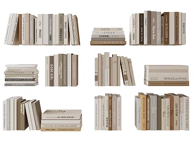 Decorative Book Ornament Arrangement With Stacked Neutral Tones For Home Decor 3d model