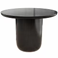 Black Round Modern Dining Table With Cylindrical Wooden Base And Smooth Surface 3d model