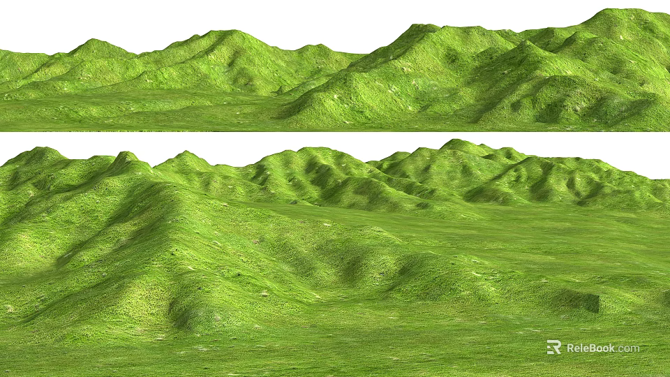 Garden Landscape Design Featuring Green Rolling Hills And Lush Grass Terrain 3d model 