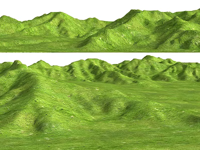 Garden Landscape Design Featuring Green Rolling Hills And Lush Grass Terrain 3d model