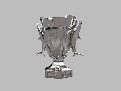 Trophy Gold Cup Game No. 1 Rank silver Cup Shark Base 3d model