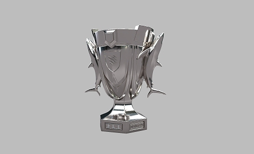 Trophy Gold Cup Game No. 1 Rank silver Cup Shark Base 3d model