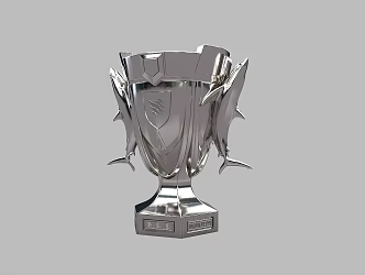 Trophy Gold Cup Game No. 1 Rank silver Cup Shark Base 3d model