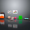 Colorful Children's Life Supplies With Penguin Backpack Stickers Building Blocks And Small Toys