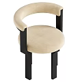 Modern Leisure Chair With Black Wooden Frame Beige Cushion And Armrest Design