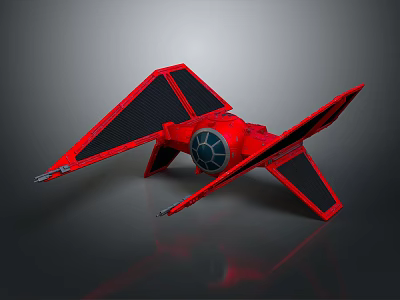 Red Cosmic Spaceship Model With Futuristic Black Wings And Engine Design 3d model