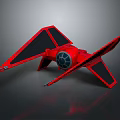 Red Cosmic Spaceship Model With Futuristic Black Wings And Engine Design