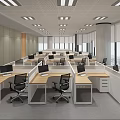 Modern Public Office Workspace With Cubicles Desks Computers Office Chairs And Large Windows