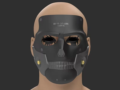 Game and Movie Character With Futuristic Black Skull Design Mask And Gold Accents 3d model