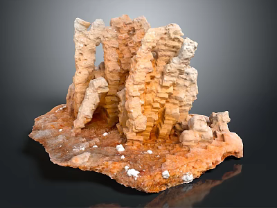 Natural Rock Formation With Orange Brown Layered Texture And White Particles 3d model
