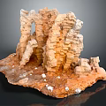 Natural Rock Formation With Orange Brown Layered Texture And White Particles