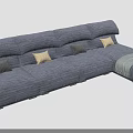 Modern Gray Sectional Sofa with Multiple Cushions and Throw Blanket 3d model