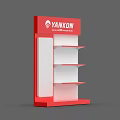 Red Yankon Lighting Display Shelf with Multiple Layers and Bulb Products 3d model