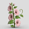 Blooming Pink Flowers Plant with Green Stems Leaves and Curly Vines