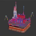 Offshore Drilling Platform Model With Drilling Rig Cranes And Deck Equipment