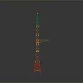 Colorful Transmission Tower Model With Red Green Yellow Blue And Complex Structure