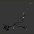 Modern Golf Push Cart With Red Seat And Four Wheels Design