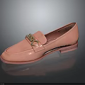 Elegant Women's Pink Loafers with Gold Chain Decoration and Comfortable Casual Style