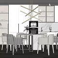 Modern Dining Table and Chair Combination Simple 3d model
