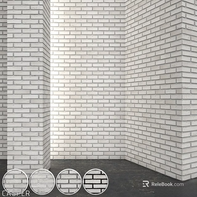White Brick Building Components With Columns And Smooth Surface Texture 3d model 