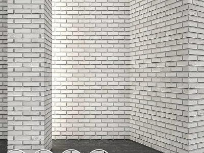 White Brick Building Components With Columns And Smooth Surface Texture 3d model