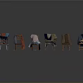 Six Chairs With Different Clothes Arranged On Simple White Background